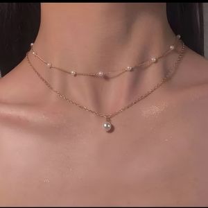 Gold Pearl Layered Necklace